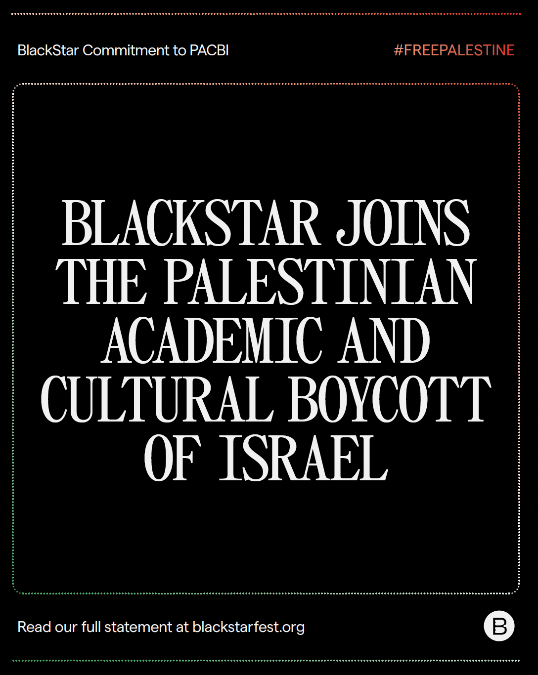 BlackStar Joins Palestinian Academic and Cultural Boycott of Israel